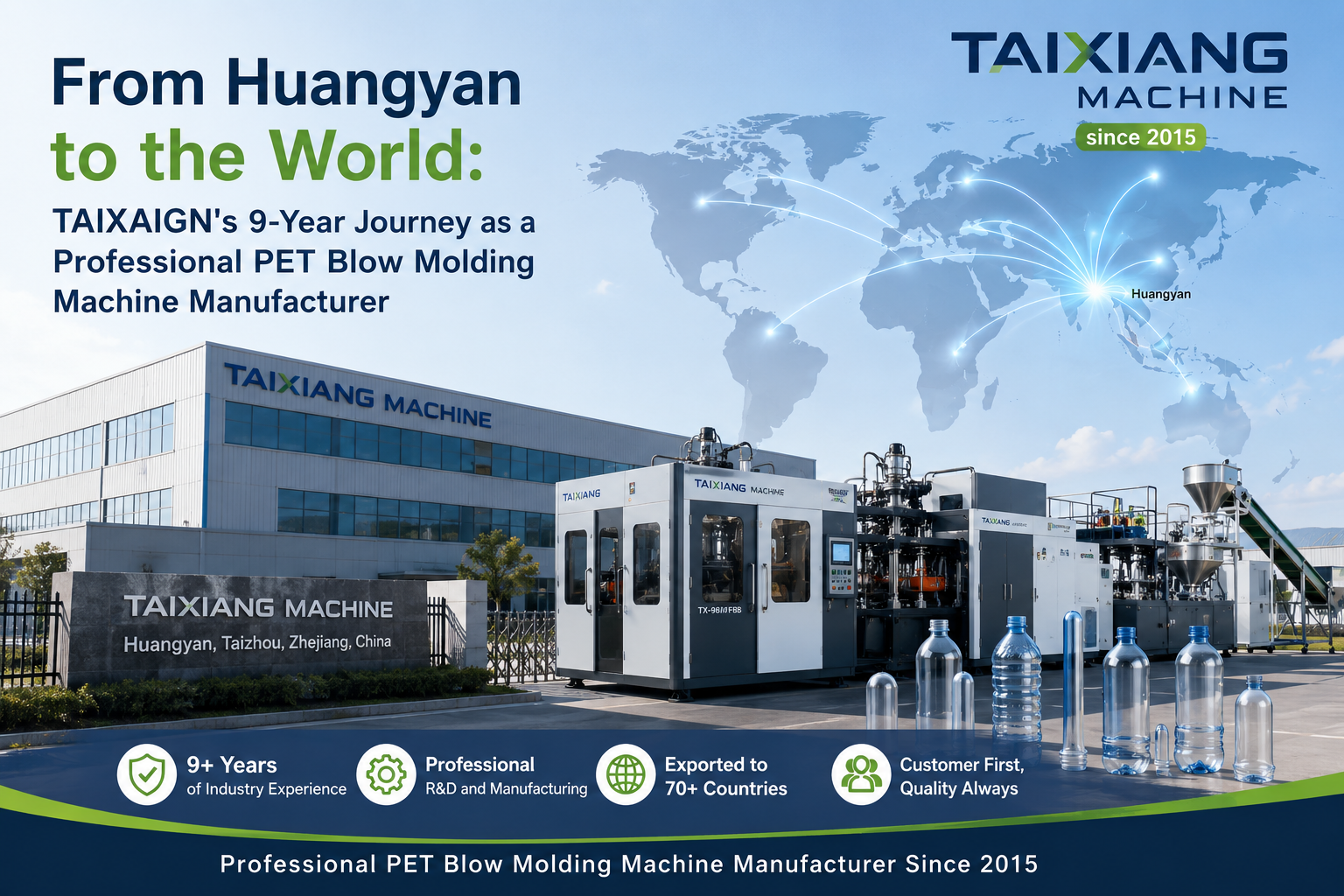 From Huangyan to the World: TAIXAIGN's 9-Year Journey as a Professional PET Blow Molding Machine Manufacturer
