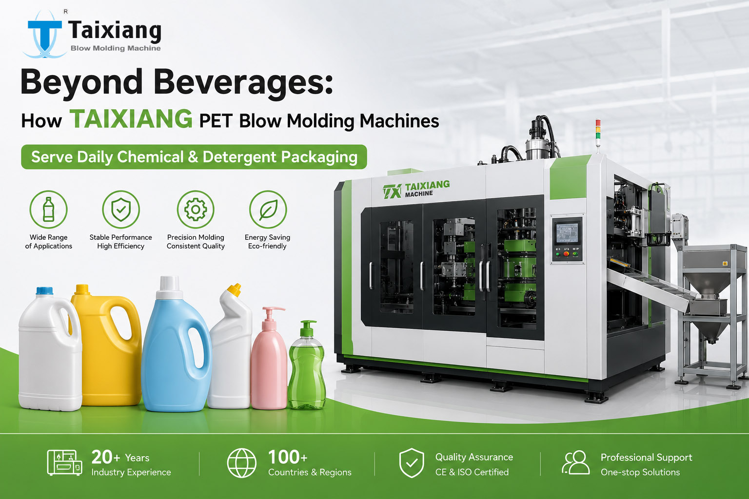 Beyond Beverages: How TAIXIANG PET Blow Molding Machines Serve Daily Chemical & Detergent Packaging